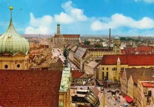 AK, Augsburg, Blick vom Perlach nach Süden, 1977
