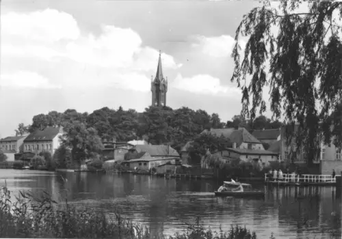 AK, Feldberg Meckl., Blick vom Haussee zur Kirche, 1967