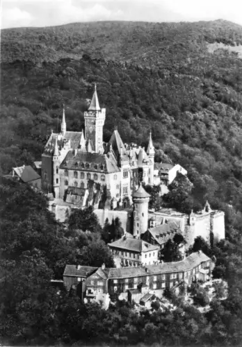 AK, Wernigerode Harz, Feudalmuseum Schloß Wernigerode, Luftbild, 1979