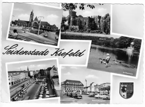 AK, Krefeld, fünf Abb., gestaltet, um 1961