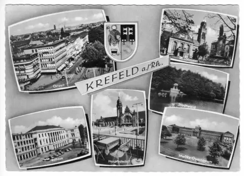 AK, Krefeld a. Rh., sechs Abb., gestaltet, um 1965