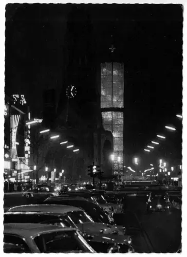 AK, Berlin Charlottenburg, Kurfürstendamm, Nachtansicht, um 1965