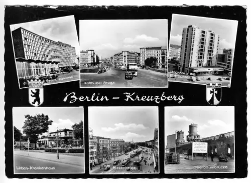 AK, Berlin Kreuzberg, sechs Abb., gestaltet, um 1961