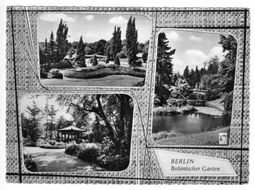 AK, Berlin Dahlem, Botanischer Garten, drei Abb., gestaltet, um 1963