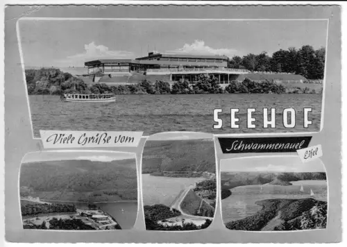 AK, Heimbach Eifel, Ruhrtalsperre Schwammenauel, Restaurant Seehof, 4 Abb., 1964