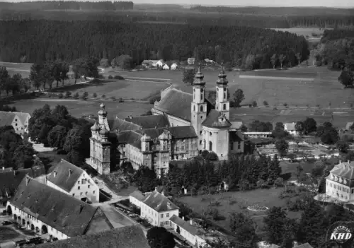 AK, Rot an der Rot, St. Norbert, Haus der kath. Landjugend, Luftbild, 1965