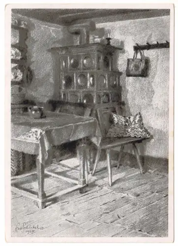 AK, Spalt, OT Wernfels, Jugenderholungsheim Burg Wernfels, Ofenecke, um 1938