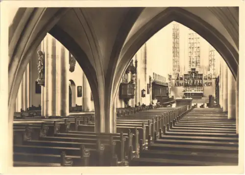 AK, Rothenburg ob der Tauber, St. Jakobskirche, Innenansicht, um 1955