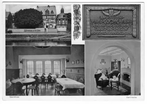 AK, Niederlahnstein, Wirtshaus an der Lahn, vier Abb., 1955