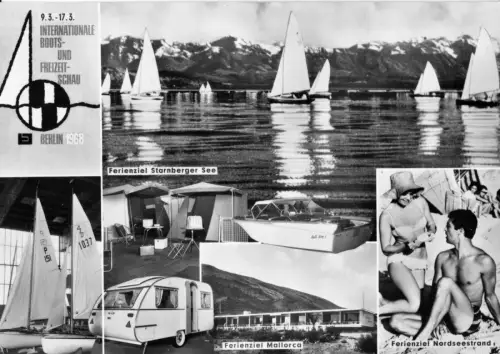 AK, Berlin Charlottenburg, Boots- und Freizeitschau 1968, sieben Abb., gestaltet