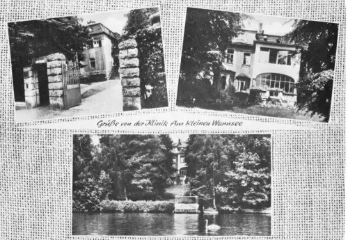 AK, Berlin Wannsee, Klinik "Am Kleinen Wannsee", drei Abb., um 1980