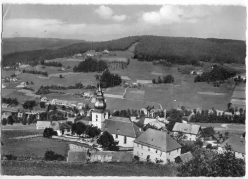AK, Warmensteinach, Teilansicht mit Kirche, 1960