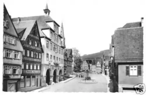 AK, Calw Schwarzw., Marktplatz und Rathaus, ca. 1963