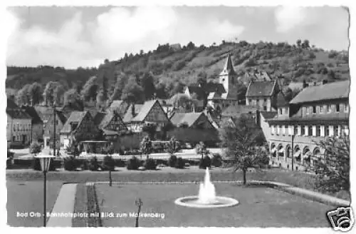 AK, Bad Orb, Bahnhofsplatz m. Molkenberg, ca. 1959