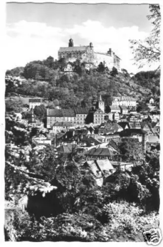 AK, Kulmbach, Teilansicht mit Plassenburg, 1956