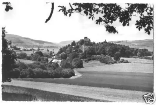 AK, Trendelburg, Ortslage mit Burg, ca. 1960
