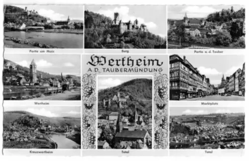 AK, Wertheim, acht Abb., gestaltet, 1961