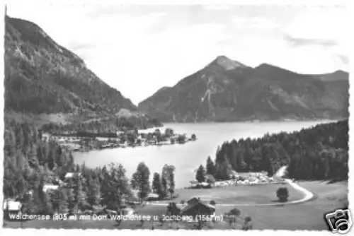 AK, Walchensee mit Dorf Walchensee, ca. 1965