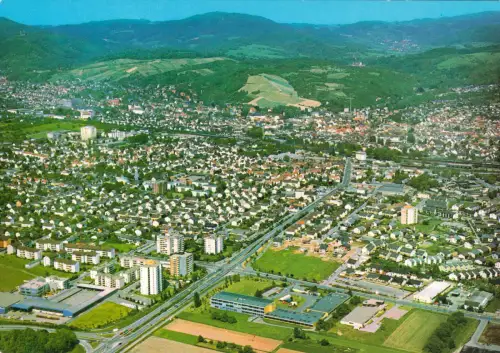 AK, Bensheim a.d. Bergstraße, Luftbildübersicht, um 1980