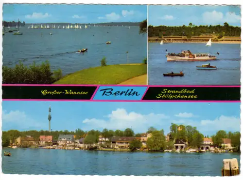 AK, Berlin Wannsee, drei Abb., Wannsee und Strandbad Stölpchensee, 1967