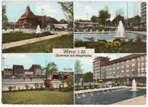 AK, Herne Westf., Bahnhof und Umgebung, vier Abb., 1965