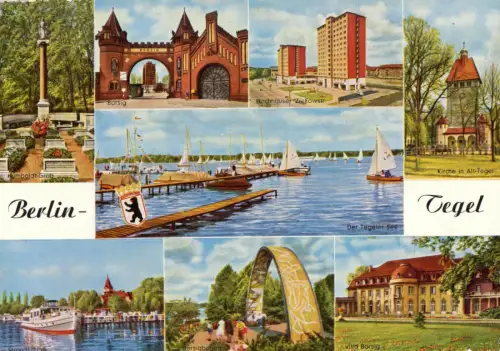 AK, Berlin Tegel, acht Abb., gestaltet, um 1969