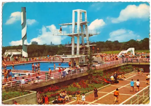 AK, Essen, Grugabad, belebt, 1969