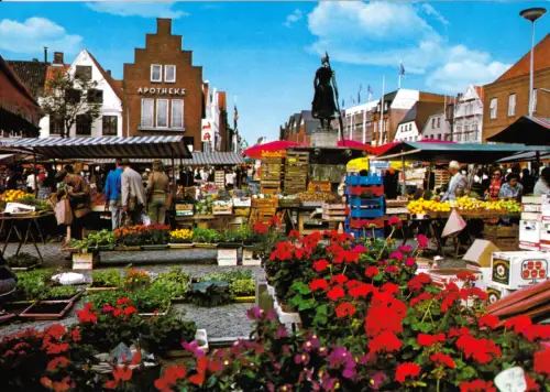 AK, Husum Nordsee, Wochenmarkt, um 1985