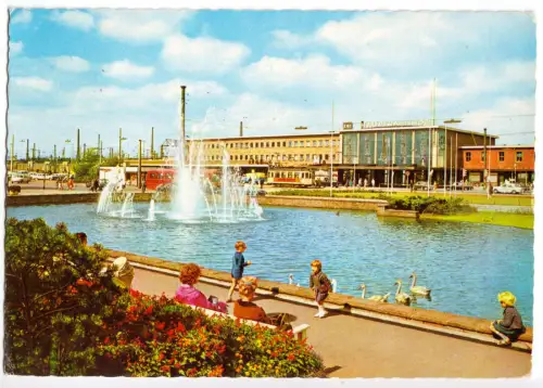 AK, Dortmund, Blick zum Hauptbahnhof, 1969