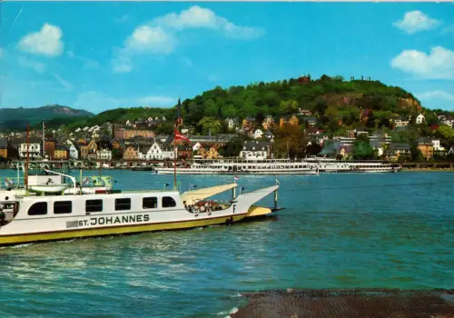 AK, Linz Rhein, Teilansicht mit Fähre, 1976