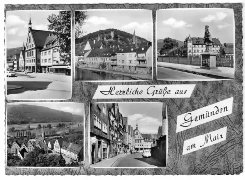 AK, Gemünden am Main, fünf Abb., gestaltet, um 1970