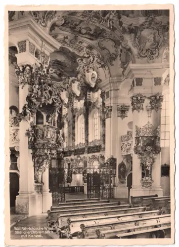 AK, Steingaden Obb., Wallfahrtskirche Wies, Chorempore mit Kanzel, 1034