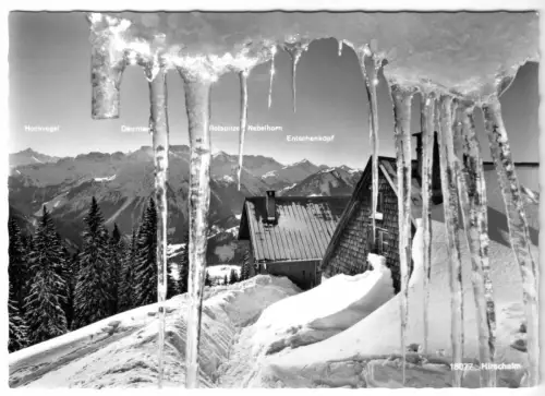 AK, Hindelang - Oberjoch Allgäu, Hirschalm, Skihütte Hirschalp, Vers. 1, um 1965