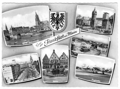 AK, Frankfurt am Main, sechs Abb., gestaltet, 1968
