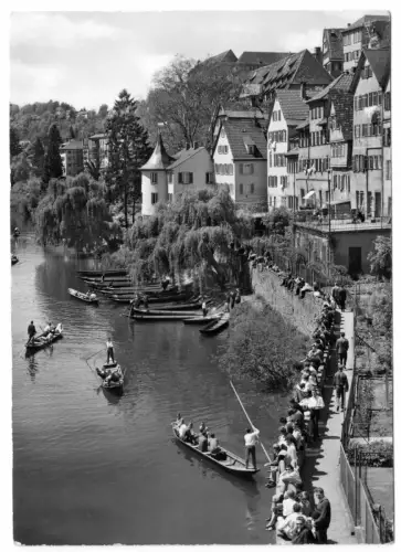 AK, Tübingen, Am Zwingele mit Blick zum Hölderlinturm, um 1970