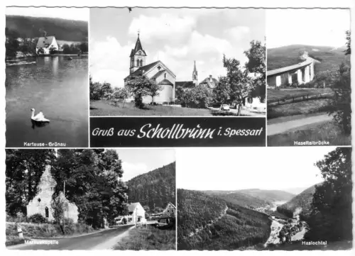 AK, Schollbrunn im Spessart, fünf Abb., um 1970