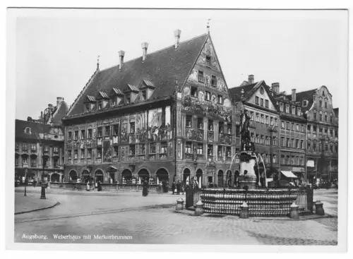 AK, Augsburg, Weberhaus und Merkurbrunnen, um 1930