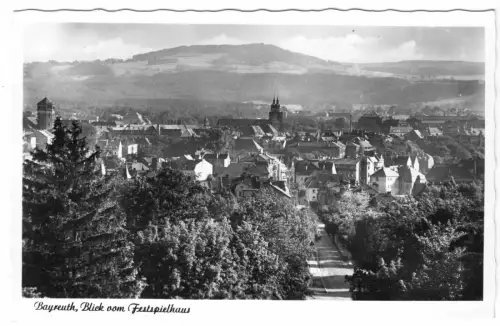 AK, Bayreuth, Stadtansicht vom Festspielhaus, um 1958
