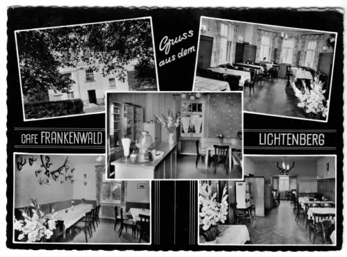 AK, Lichtenberg Ofr., Café Frankenwald, fünf Abb., gestaltet, 1962