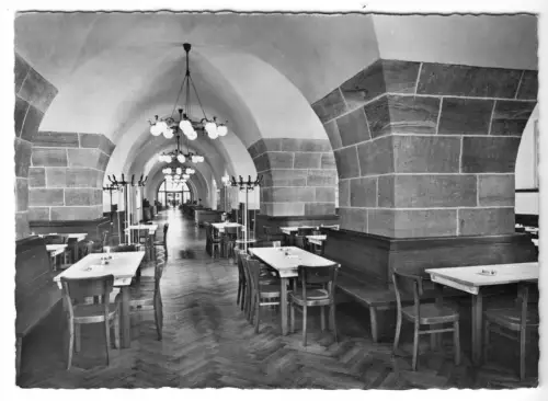 AK, Nürnberg, Städt. Mautkeller, Gastraum, um 1958