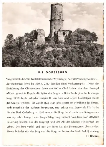 AK, Bad Godesberg, Die Godesburg, Chronikkarte, 1959