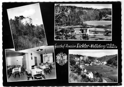 AK, Wolfsberg Fränk. Schweiz, Gasthof - Pension Eichler, vier Abb., 1967