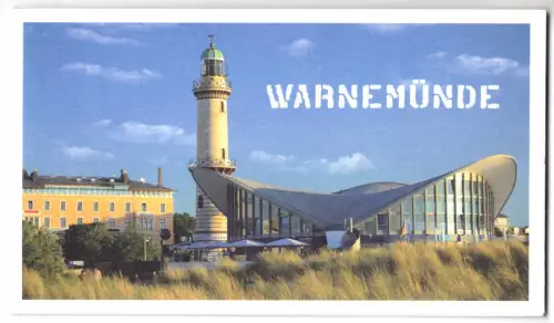 AK Langformat, Faltkarte, Rostock Warnemünde, vier Abb., 2017