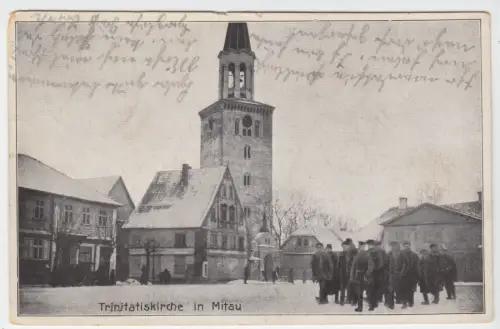 AK, Mitau, Jelgava, Markt mit Trinitatiskirche, um 1916