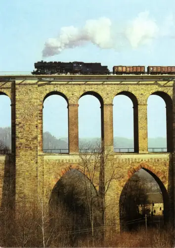 AK, Riesa, Dietenmühlenviadukt, Strecke Riesa - Chemnitz, Baujahr 1852, 1988