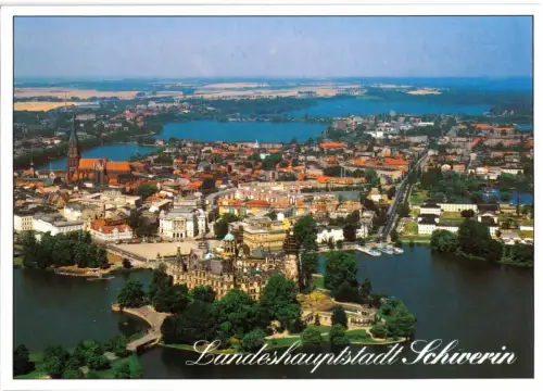 AK, Schwerin, Luftbildansicht der Innenstadt, 1995