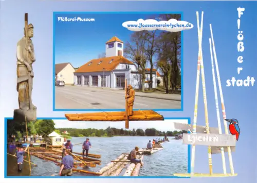 AK, Lychen UM, zwei Abb., Flößerstadt Lychen, Flößerei-Museum, um 2000