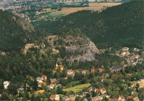 AK, Kurort Oybin, Luftbild mit Berg Oybin, um 1997
