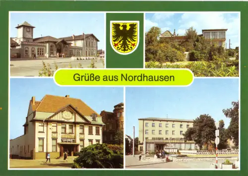 AK, Nordhausen, vier Abb. und Wappen, 1990
