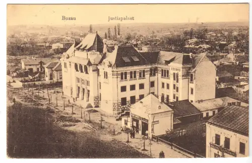 AK, Buzau, Buzău, Walachei, Rumänien, Teilansicht mit Justizpalast, 1917